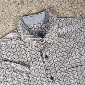 Tasso Elba AOP Geometric Pattern Mens Short Sleeve Shirt Large